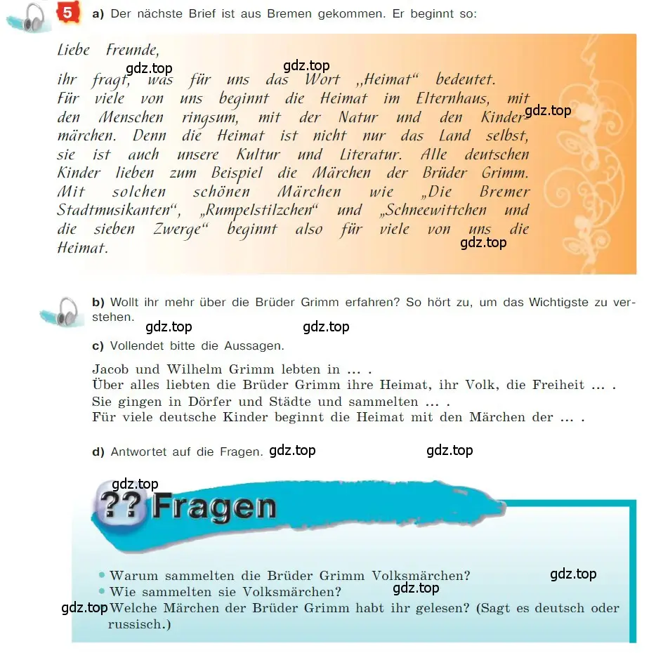 Условие номер 5 (страница 37) гдз по немецкому языку 7 класс Бим, Садомова, учебник