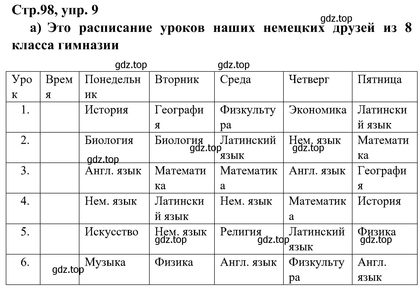 Решение номер 9 (страница 98) гдз по немецкому языку 8 класс Бим, Садомова, учебник