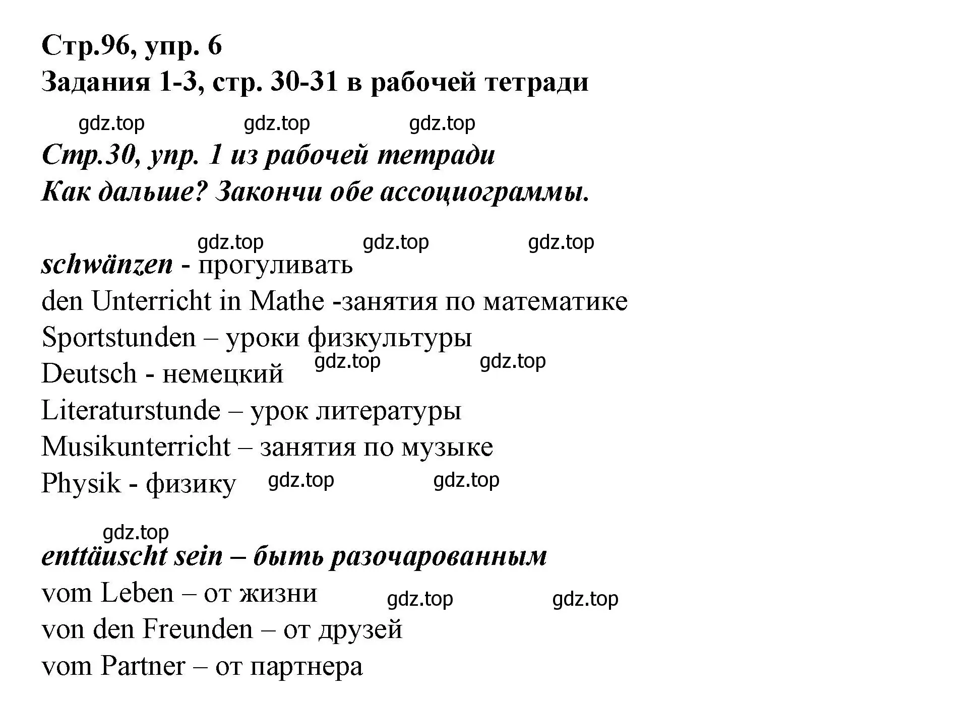 Решение номер 6 (страница 96) гдз по немецкому языку 9 класс Бим, Садомова, учебник