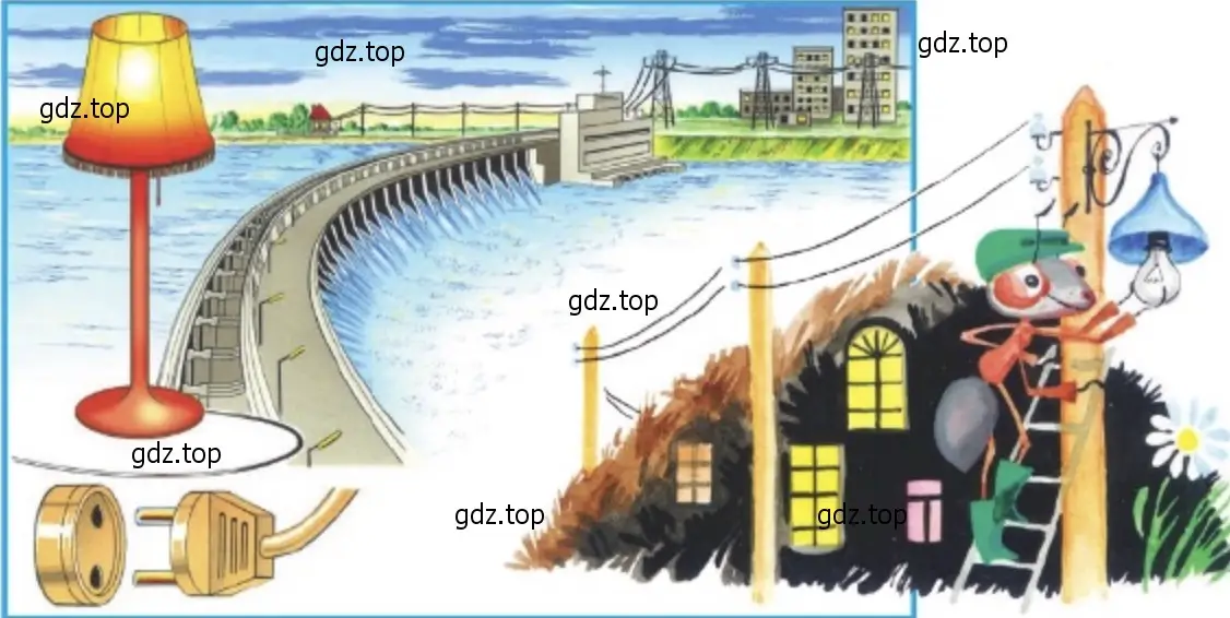 Проследите по рисунку путь электричества в наш дом. - окружающий мир 2 класс Плешаков