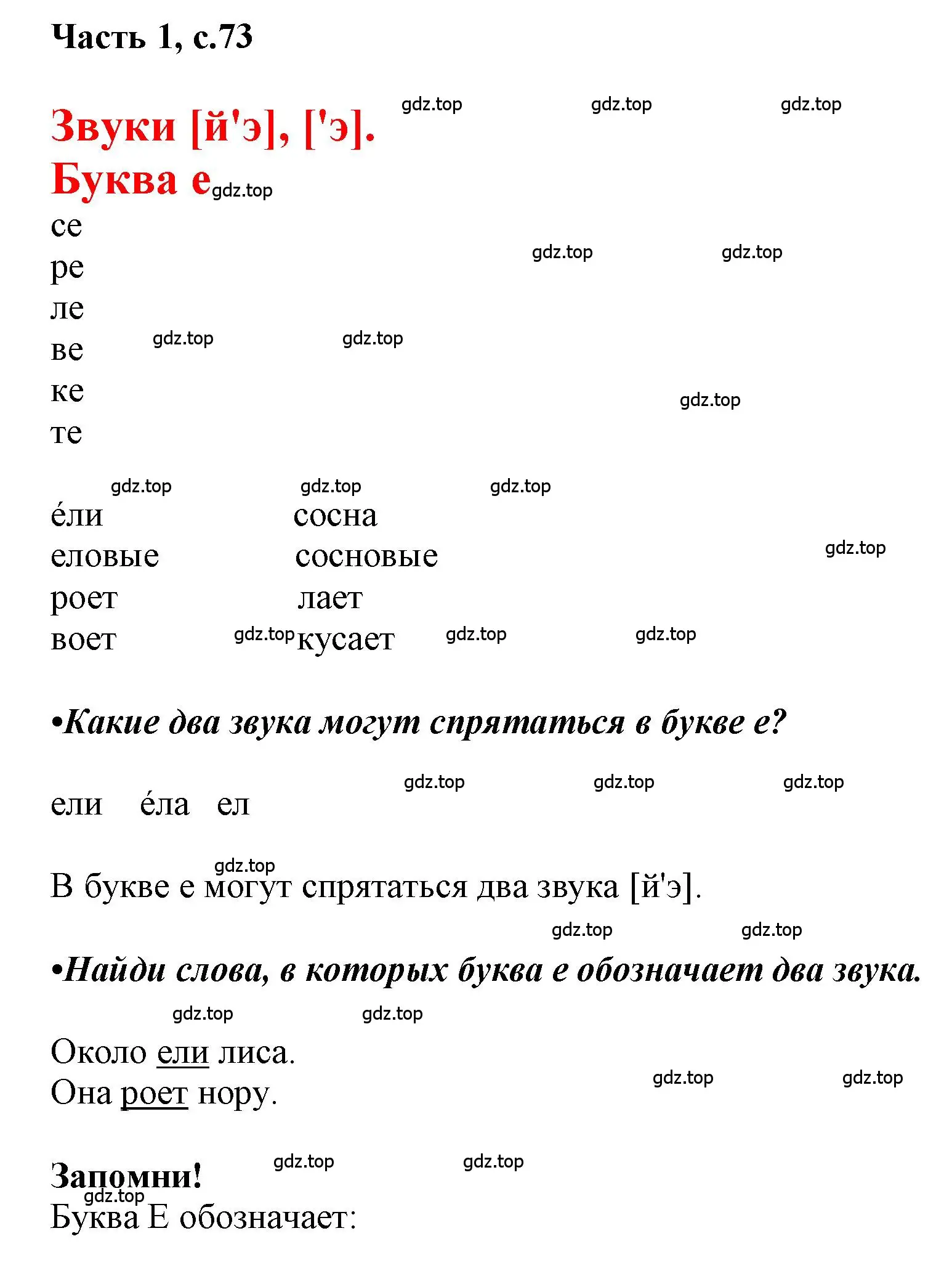 Решение  73 (страница 73) гдз по русскому языку 1 класс Горецкий, Кирюшкин, учебник 1 часть