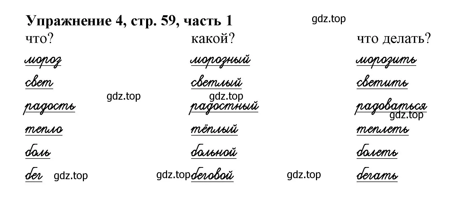 Решение номер 4 (страница 59) гдз по русскому языку 1 класс Иванов, Евдокимова, рабочая тетрадь 1 часть