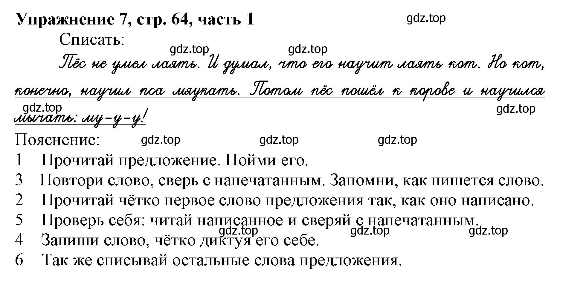 Решение номер 7 (страница 64) гдз по русскому языку 1 класс Иванов, Евдокимова, рабочая тетрадь 1 часть