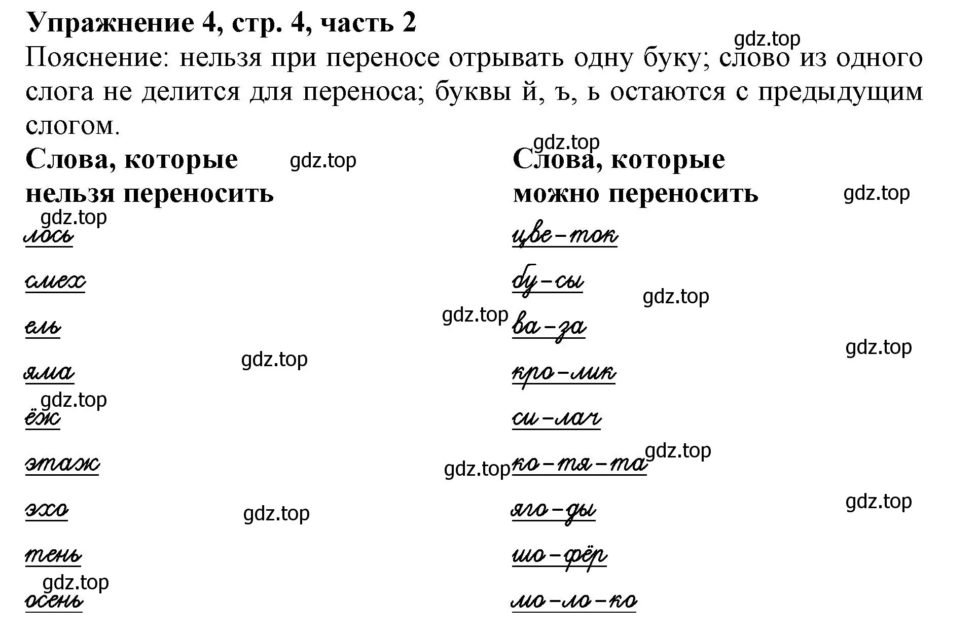 Решение номер 4 (страница 4) гдз по русскому языку 1 класс Иванов, Евдокимова, рабочая тетрадь 2 часть