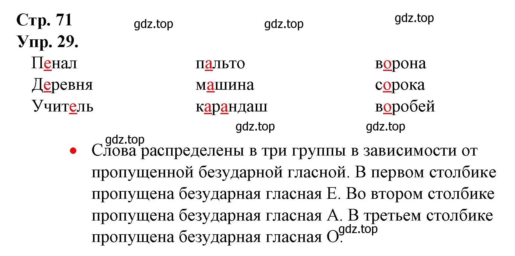 Решение номер 29 (страница 71) гдз по русскому языку 1 класс Канакина, Горецкий, учебник