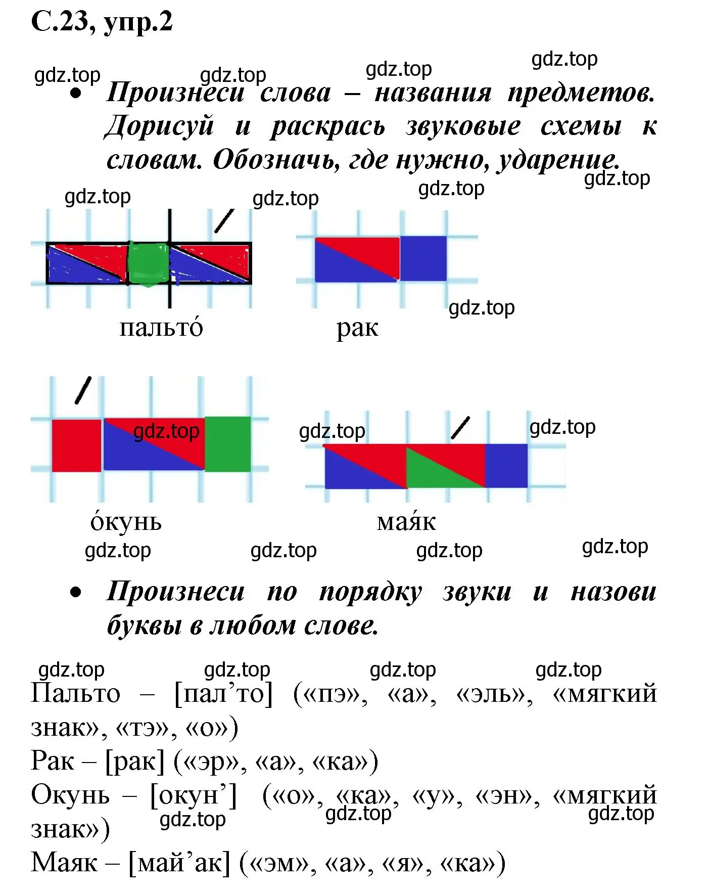 Решение номер 2 (страница 23) гдз по русскому языку 1 класс Канакина, рабочая тетрадь