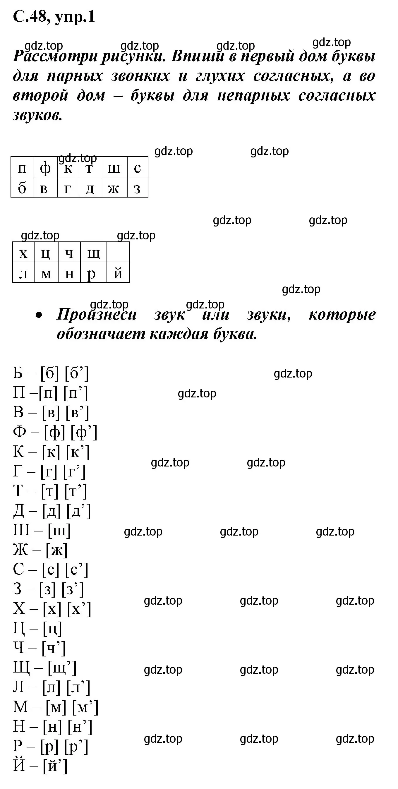 Решение номер 1 (страница 48) гдз по русскому языку 1 класс Канакина, рабочая тетрадь