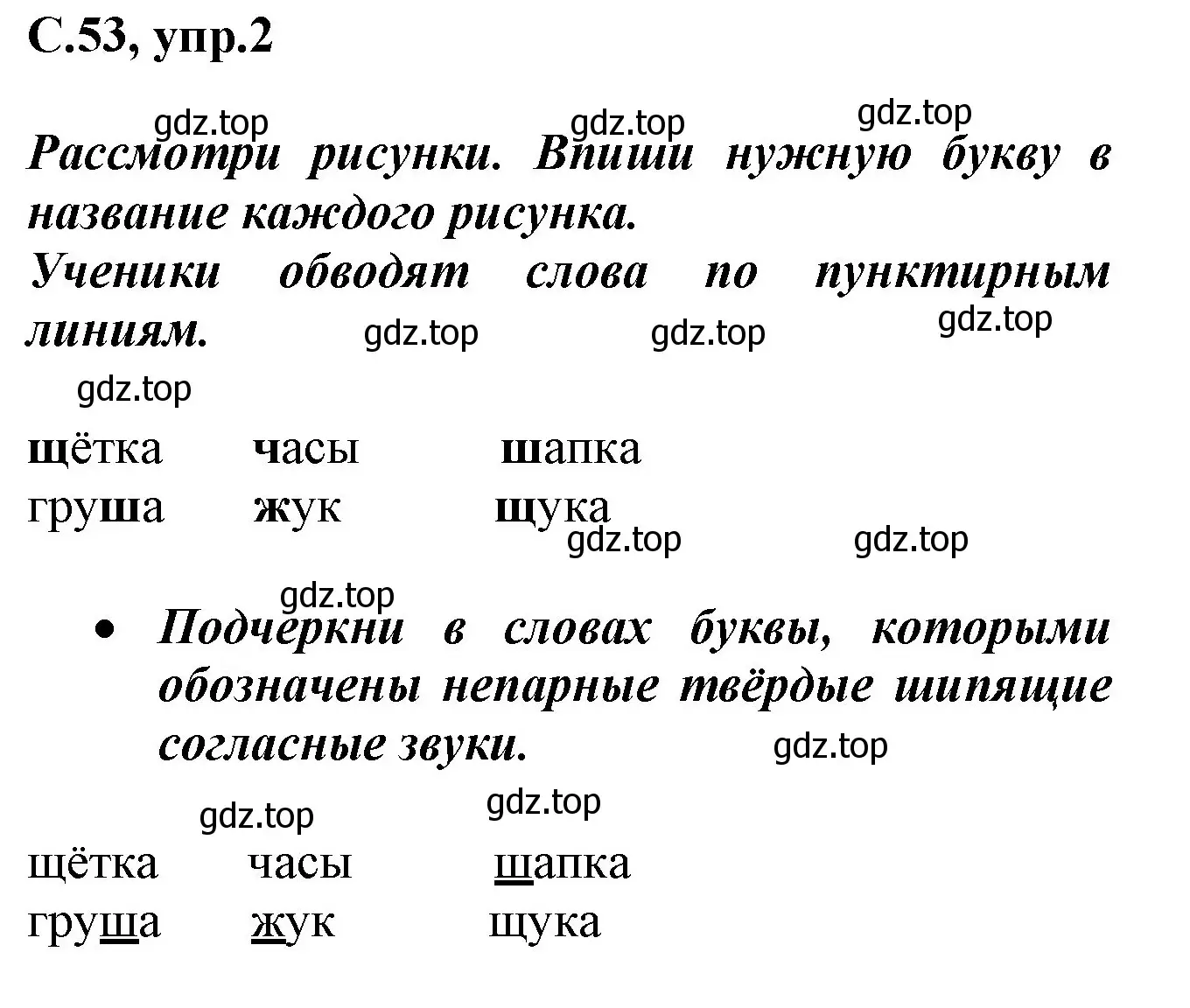 Решение номер 2 (страница 53) гдз по русскому языку 1 класс Канакина, рабочая тетрадь