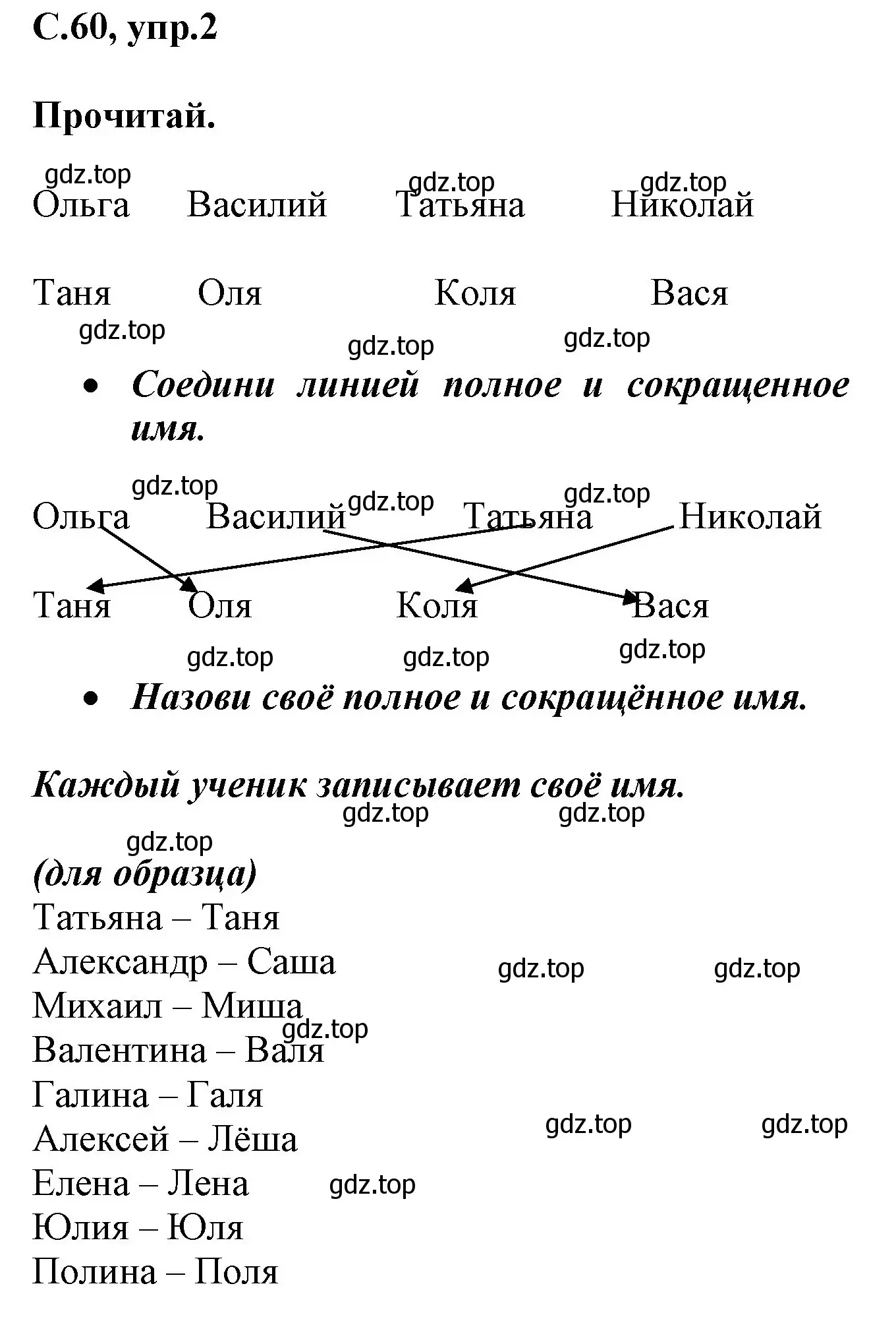 Решение номер 2 (страница 60) гдз по русскому языку 1 класс Канакина, рабочая тетрадь