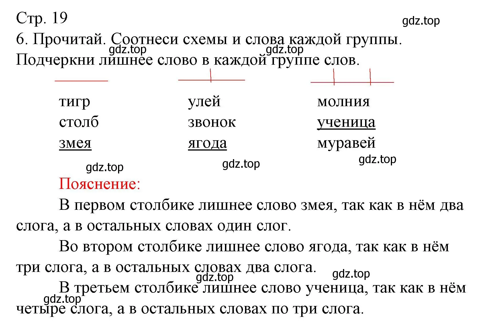 Решение номер 6 (страница 19) гдз по русскому языку 1 класс Канакина, тетрадь учебных достижений