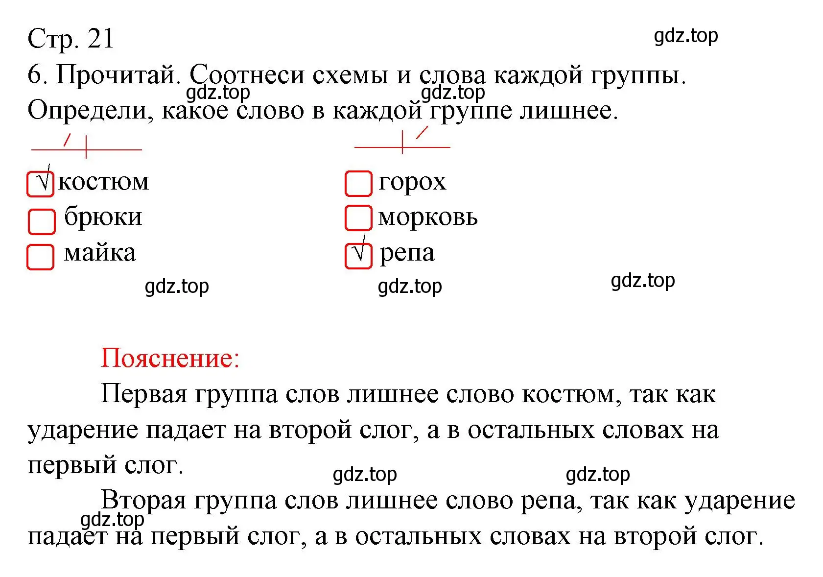 Решение номер 6 (страница 21) гдз по русскому языку 1 класс Канакина, тетрадь учебных достижений