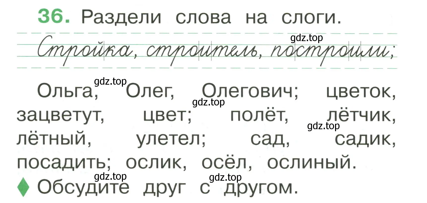 Условие номер 36 (страница 28) гдз по русскому языку 1 класс Рамзаева, Савинкина, рабочая тетрадь