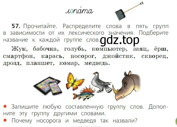 Условие номер 57 (страница 45) гдз по русскому языку 2 класс Канакина, Горецкий, учебник 1 часть