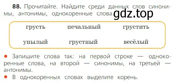 Условие номер 88 (страница 61) гдз по русскому языку 2 класс Канакина, Горецкий, учебник 1 часть