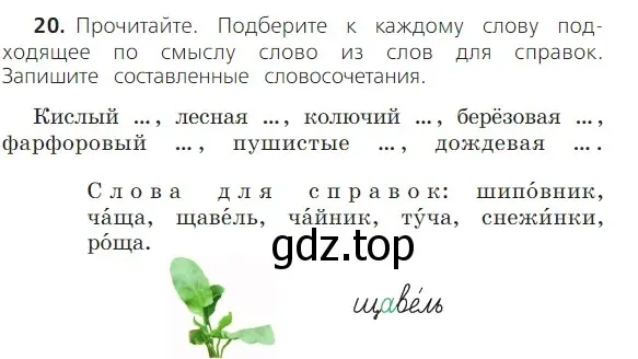 Условие номер 20 (страница 13) гдз по русскому языку 2 класс Канакина, Горецкий, учебник 2 часть