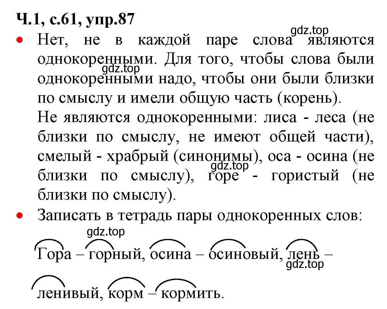 Решение номер 87 (страница 61) гдз по русскому языку 2 класс Канакина, Горецкий, учебник 1 часть