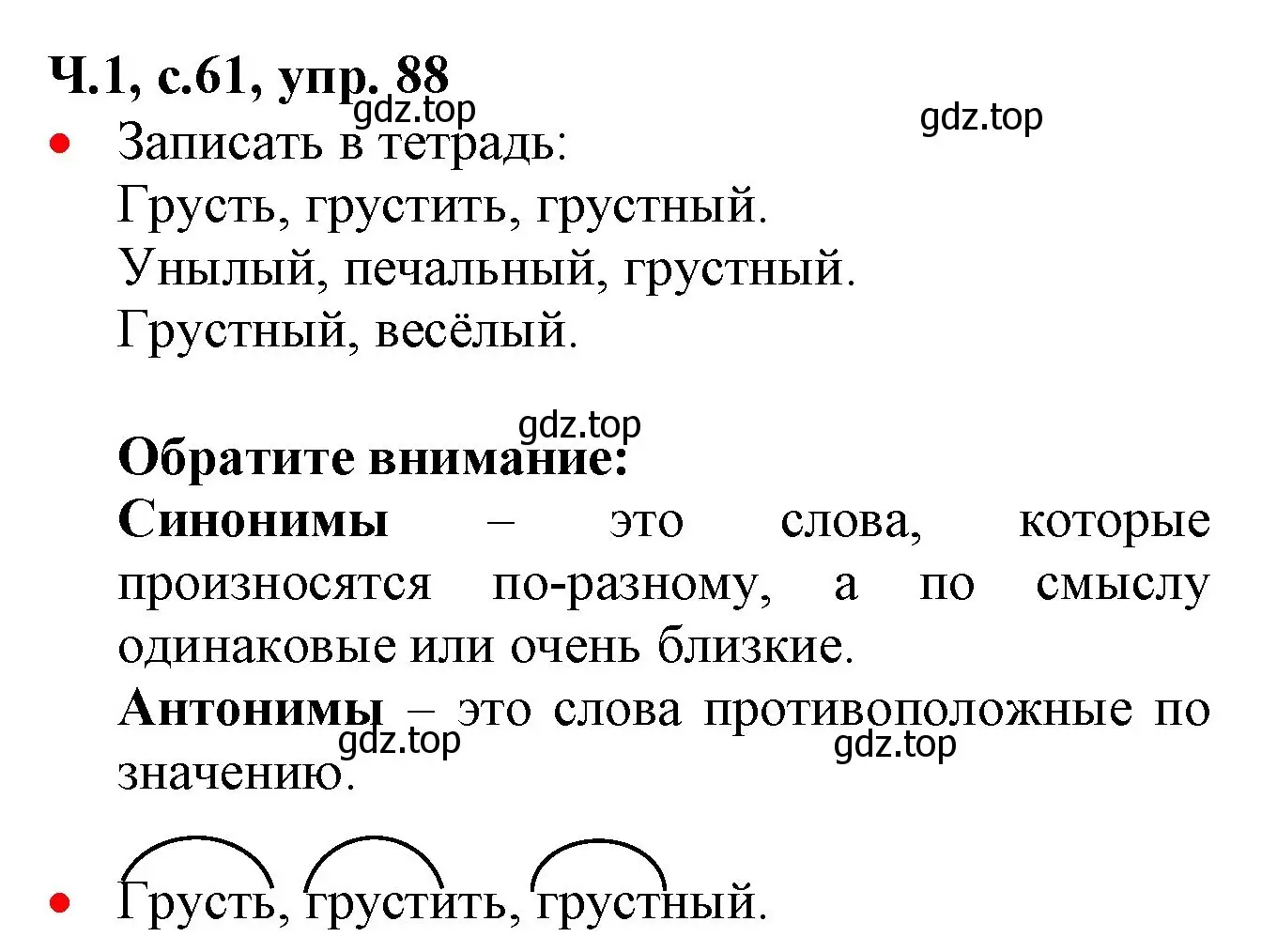 Решение номер 88 (страница 61) гдз по русскому языку 2 класс Канакина, Горецкий, учебник 1 часть