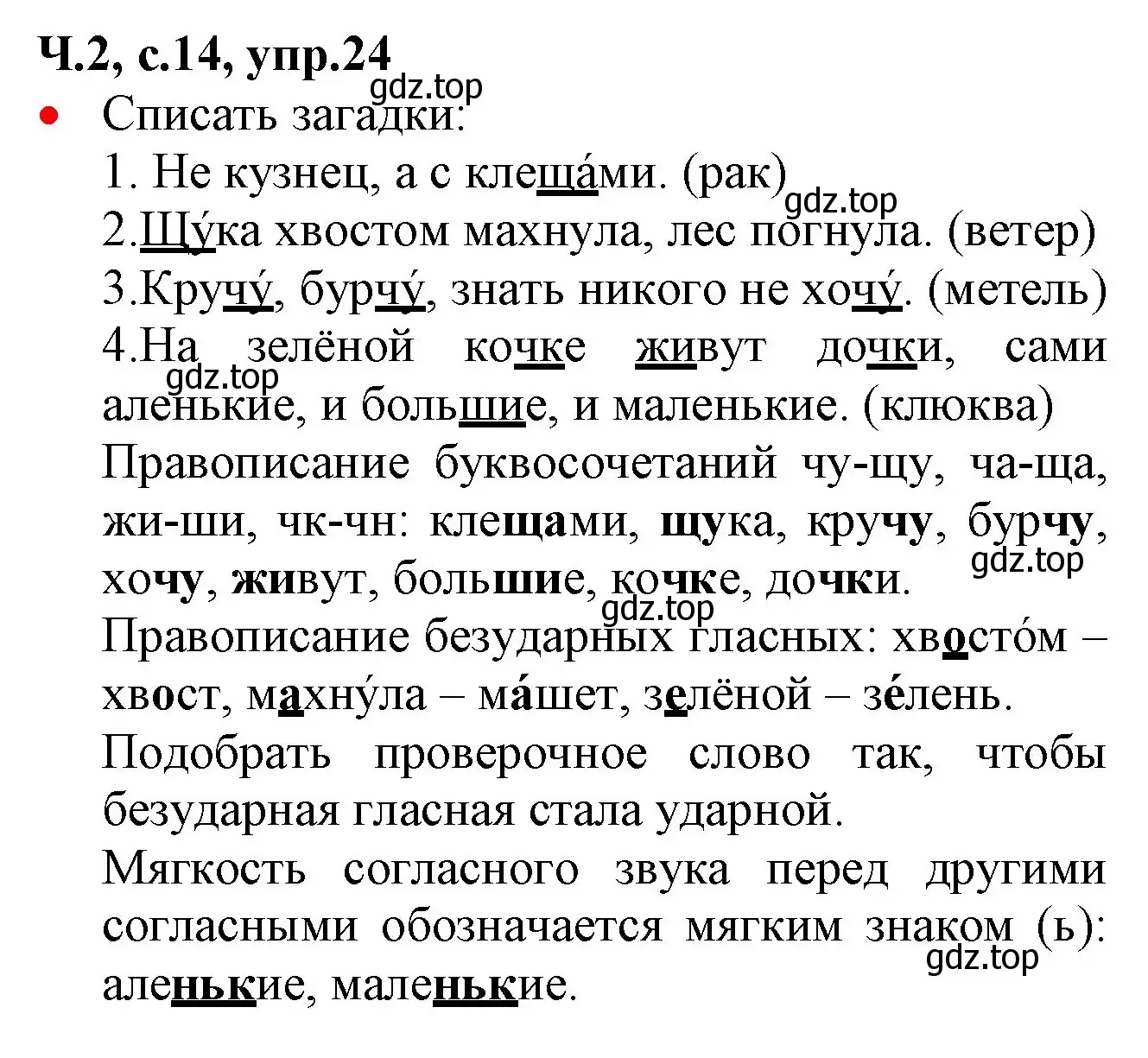 Решение номер 24 (страница 14) гдз по русскому языку 2 класс Канакина, Горецкий, учебник 2 часть