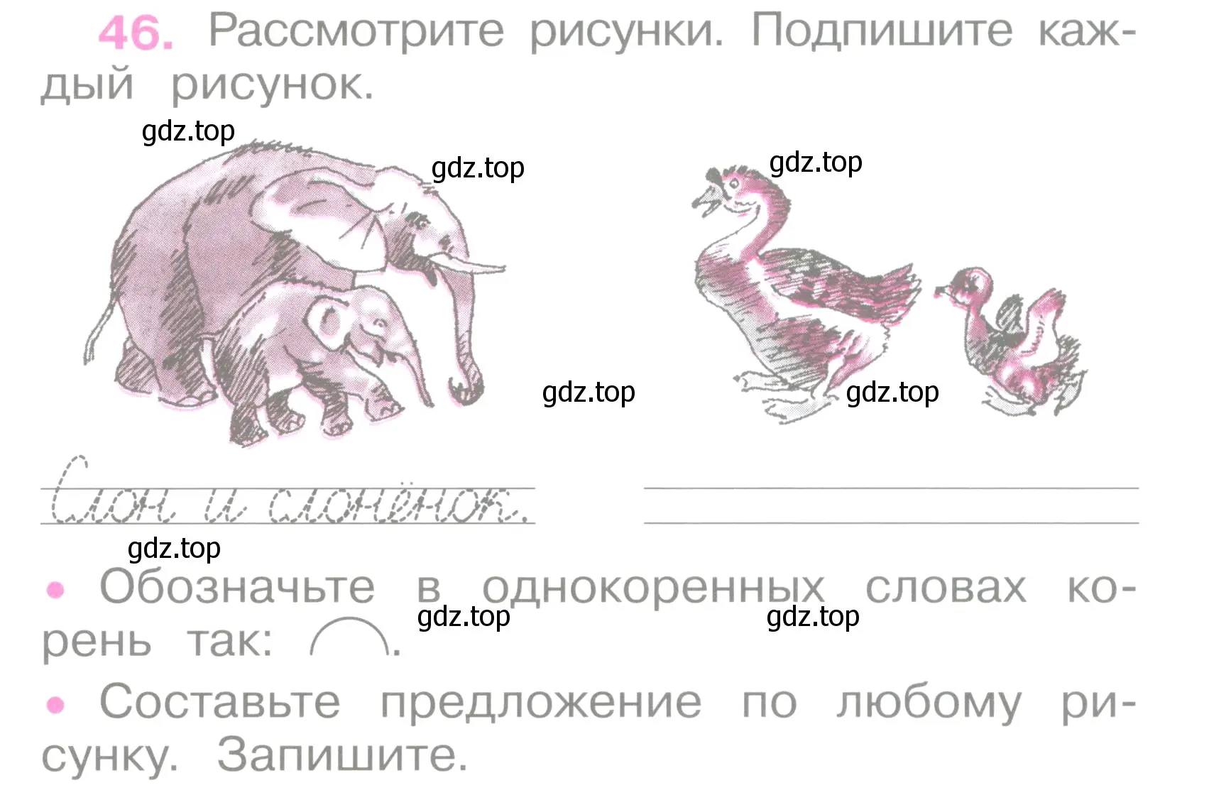 Условие номер 46 (страница 23) гдз по русскому языку 2 класс Канакина, рабочая тетрадь 1 часть