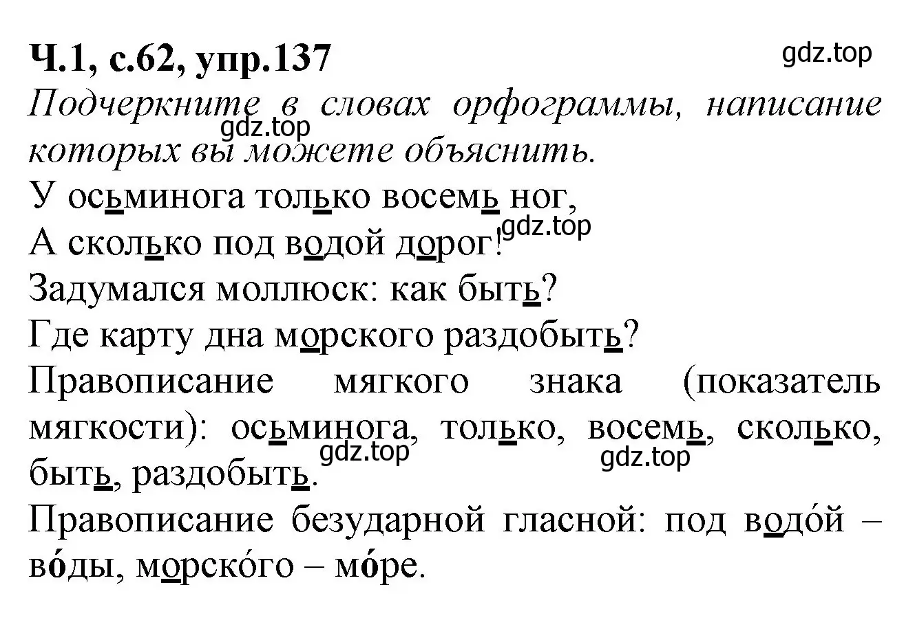 Решение номер 137 (страница 62) гдз по русскому языку 2 класс Канакина, рабочая тетрадь 1 часть