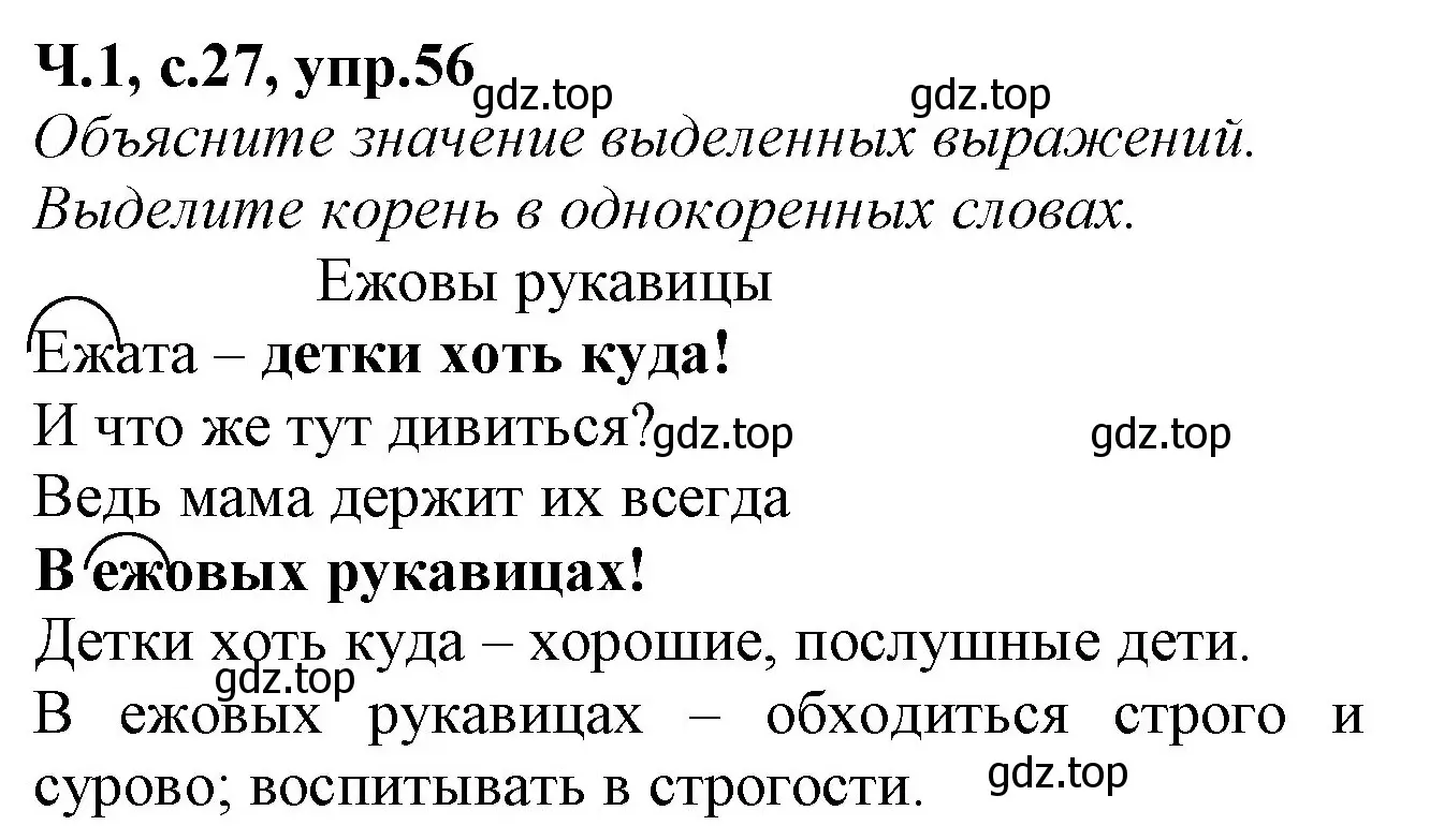 Решение номер 56 (страница 27) гдз по русскому языку 2 класс Канакина, рабочая тетрадь 1 часть