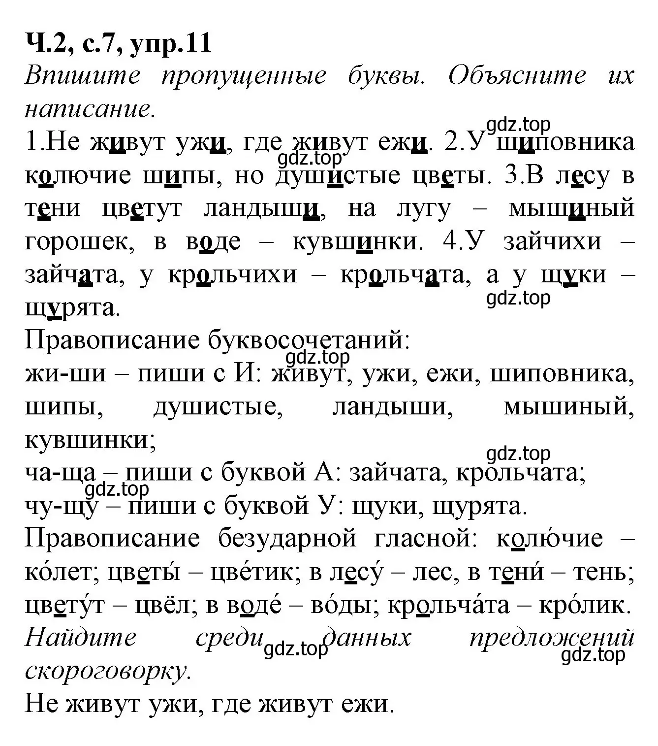 Решение номер 11 (страница 7) гдз по русскому языку 2 класс Канакина, рабочая тетрадь 2 часть