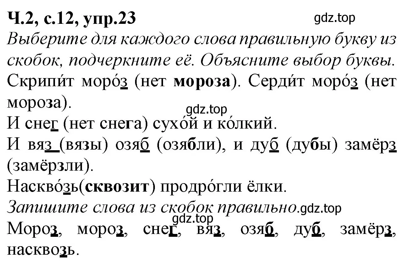 Решение номер 23 (страница 12) гдз по русскому языку 2 класс Канакина, рабочая тетрадь 2 часть