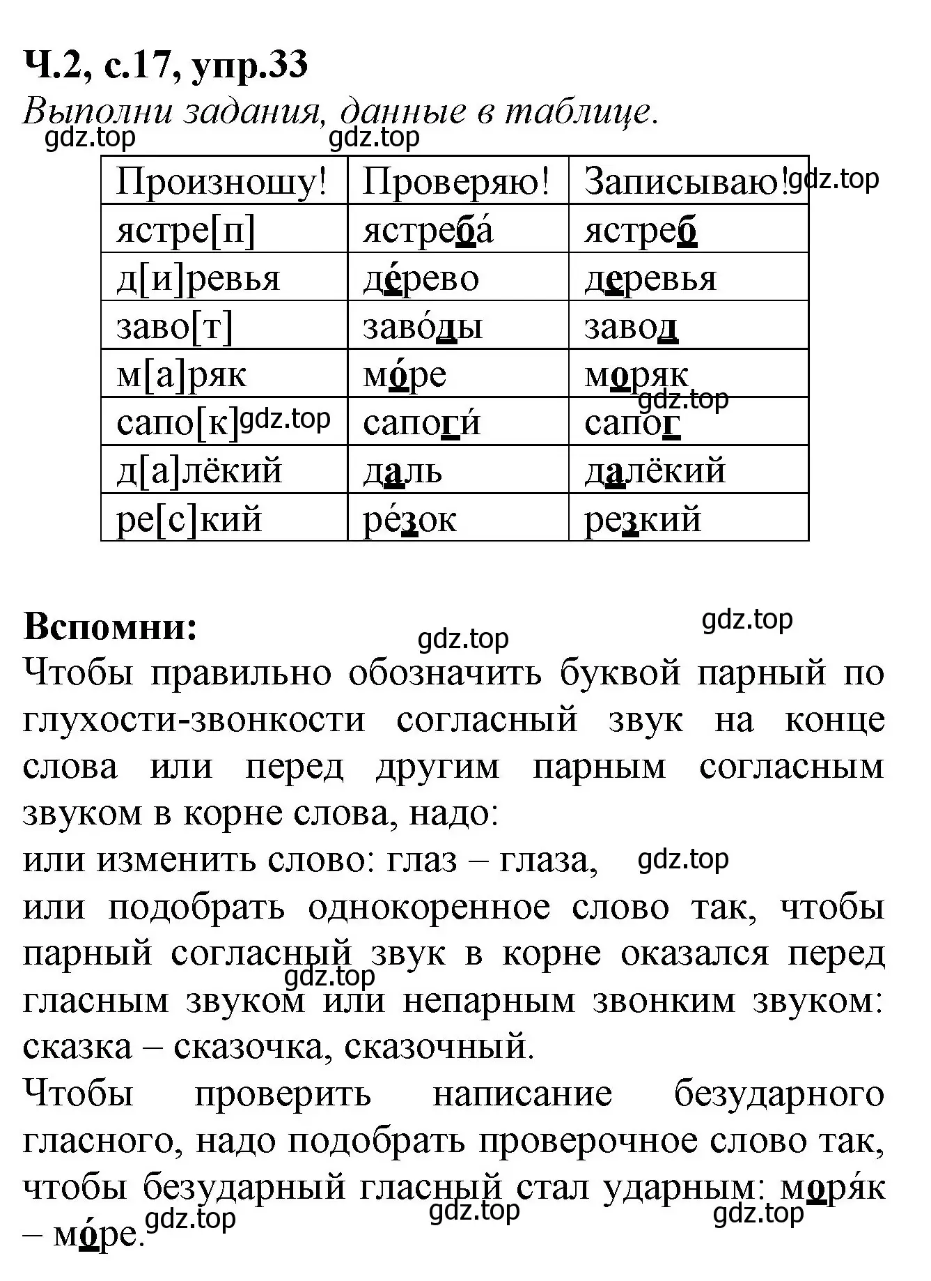 Решение номер 33 (страница 17) гдз по русскому языку 2 класс Канакина, рабочая тетрадь 2 часть