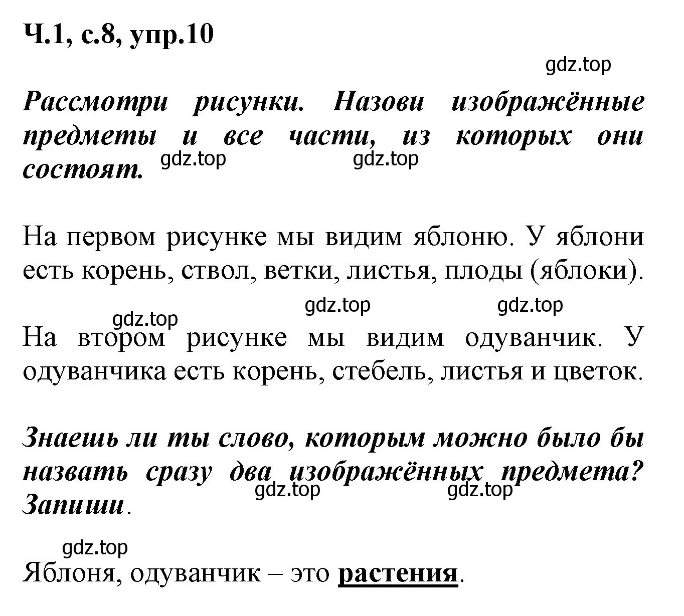 Решение номер 10 (страница 8) гдз по русскому языку 2 класс Климанова, Бабушкина, рабочая тетрадь 1 часть