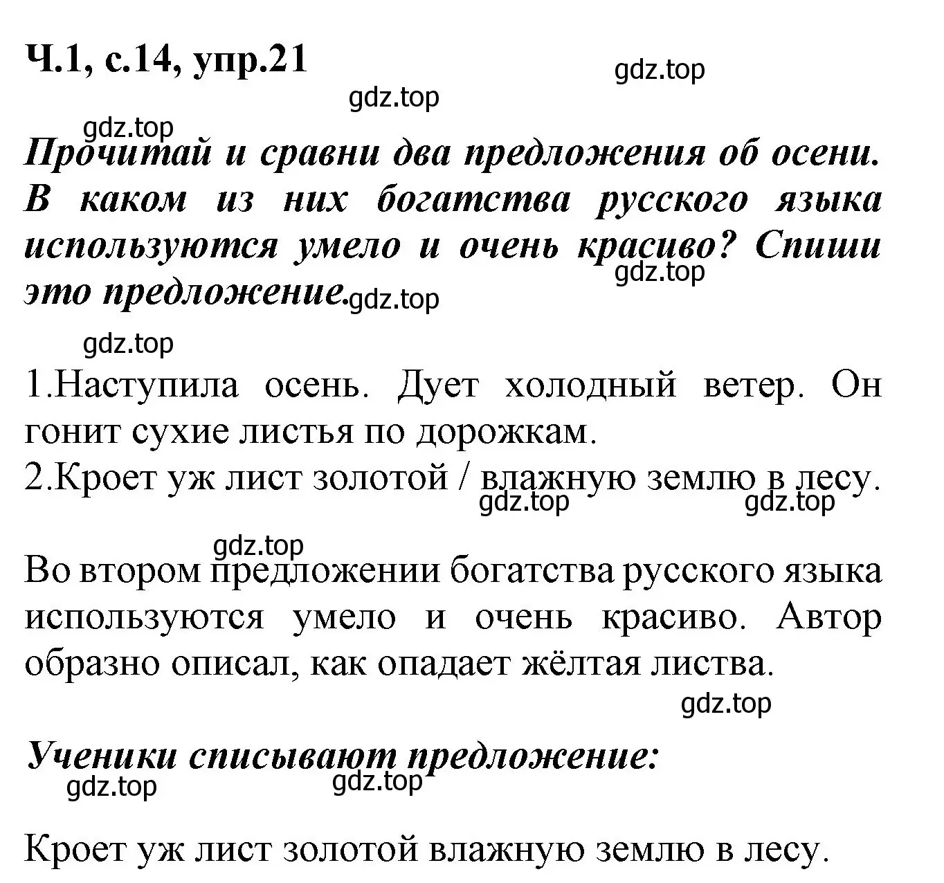 Решение номер 21 (страница 14) гдз по русскому языку 2 класс Климанова, Бабушкина, рабочая тетрадь 1 часть