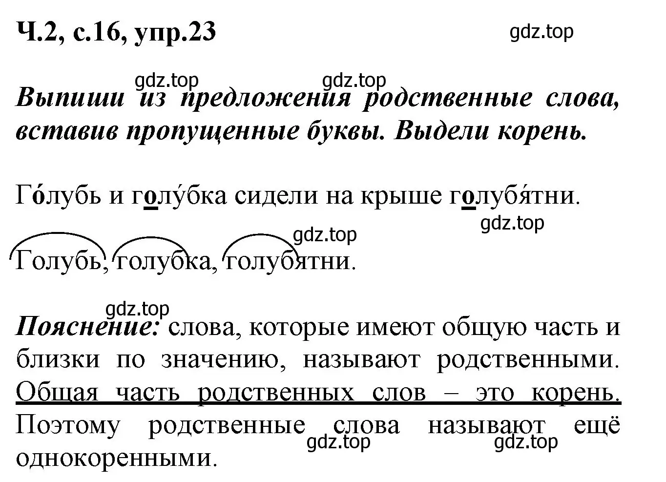 Решение номер 23 (страница 16) гдз по русскому языку 2 класс Климанова, Бабушкина, рабочая тетрадь 2 часть