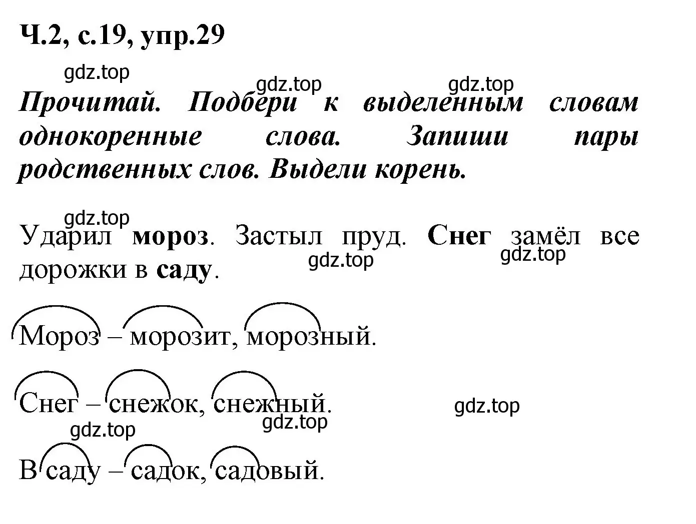 Решение номер 29 (страница 19) гдз по русскому языку 2 класс Климанова, Бабушкина, рабочая тетрадь 2 часть