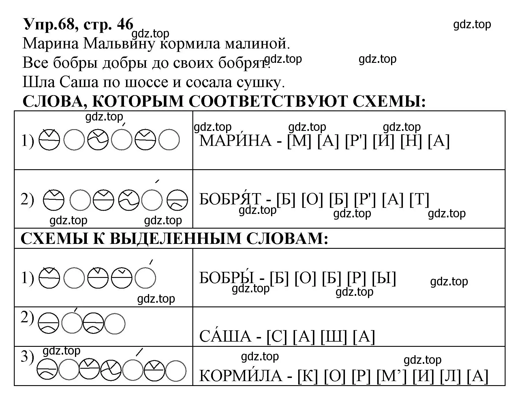 Решение номер 68 (страница 46) гдз по русскому языку 2 класс Климанова, Бабушкина, учебник 1 часть