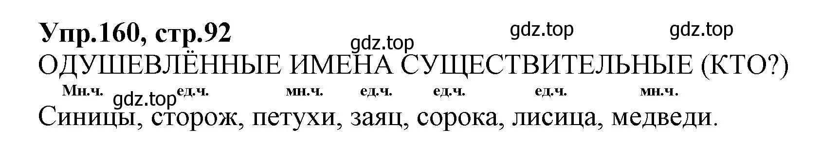 Решение номер 160 (страница 92) гдз по русскому языку 2 класс Климанова, Бабушкина, учебник 2 часть