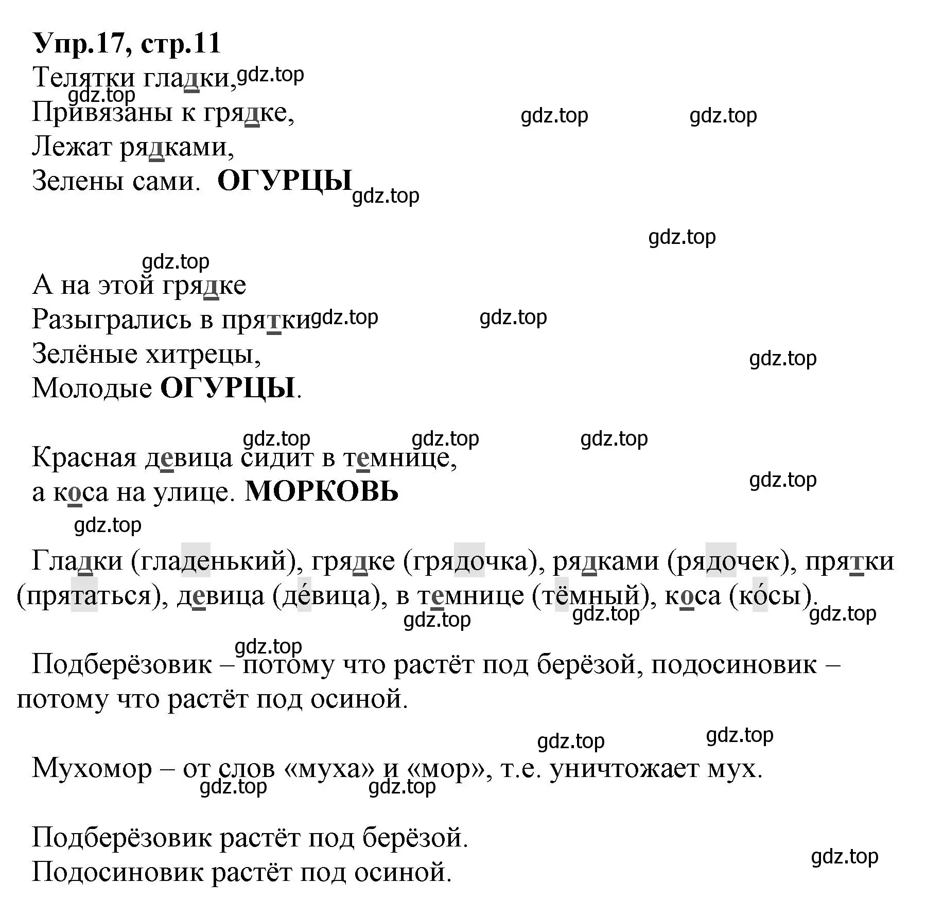 Решение номер 17 (страница 11) гдз по русскому языку 2 класс Климанова, Бабушкина, учебник 2 часть