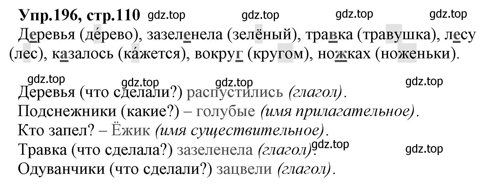 Решение номер 196 (страница 110) гдз по русскому языку 2 класс Климанова, Бабушкина, учебник 2 часть