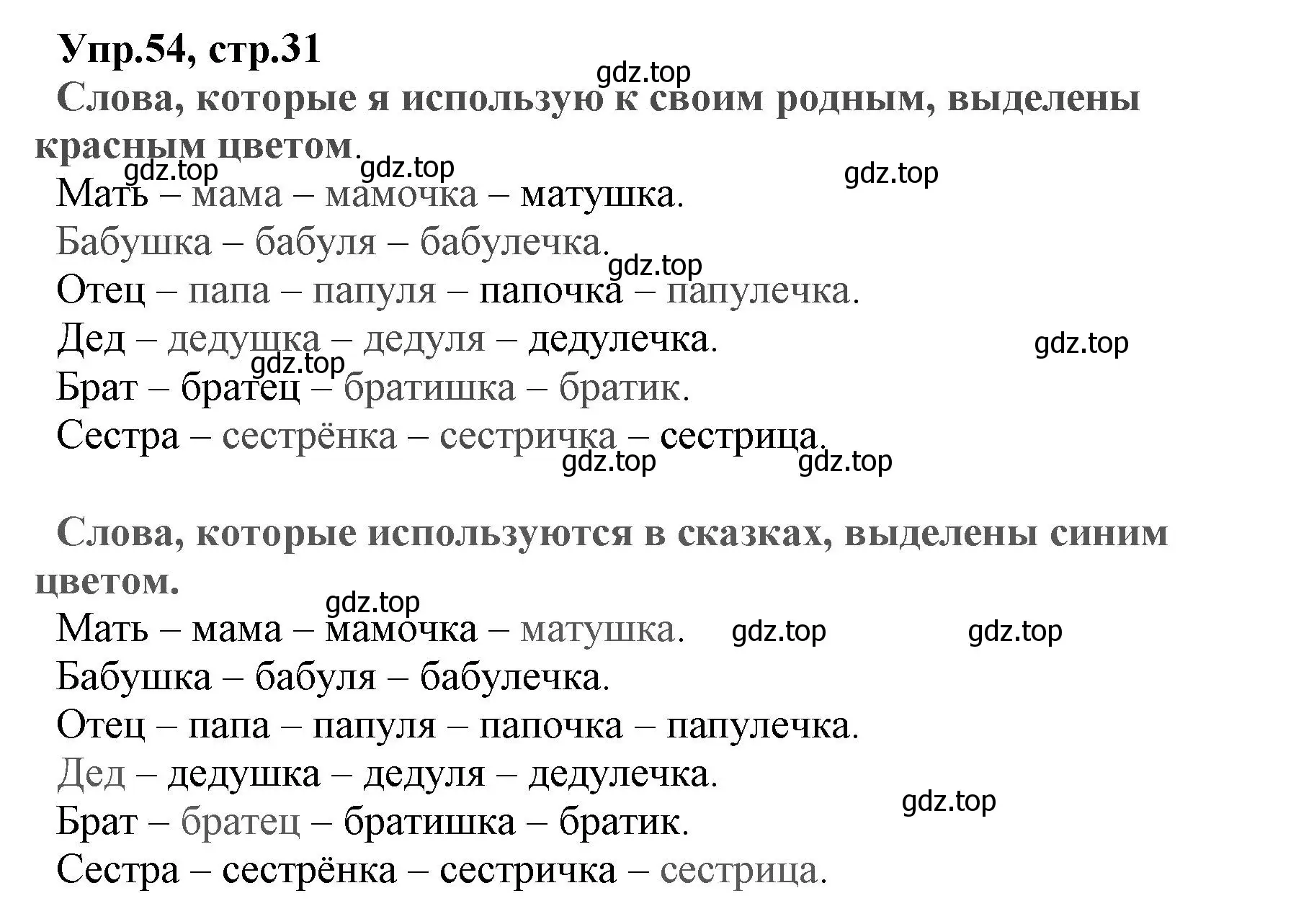 Решение номер 54 (страница 31) гдз по русскому языку 2 класс Климанова, Бабушкина, учебник 2 часть