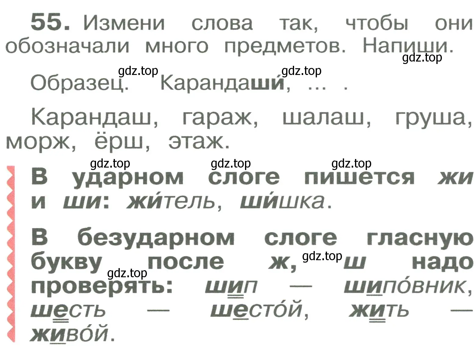 Условие номер 55 (страница 36) гдз по русскому языку 2 класс Рамзаева, Савельева, учебник 1 часть