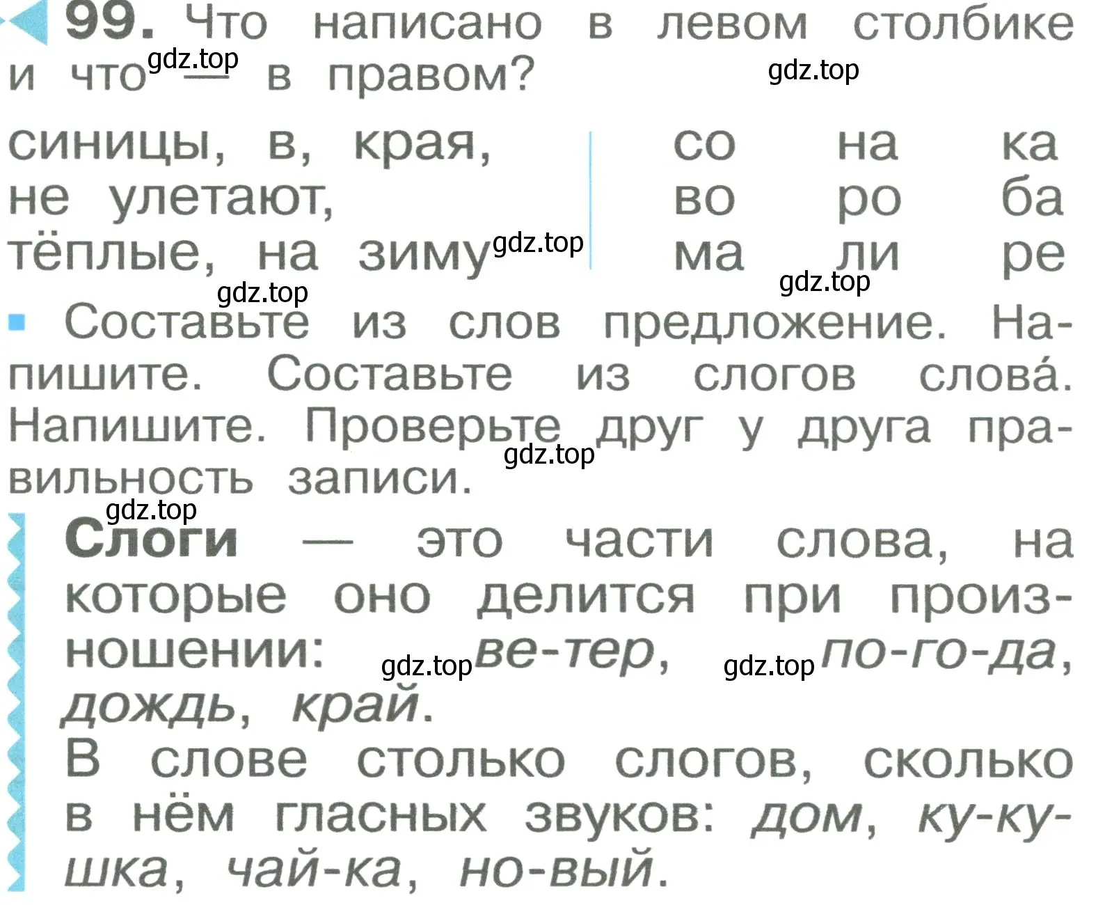 Условие номер 99 (страница 57) гдз по русскому языку 2 класс Рамзаева, Савельева, учебник 1 часть