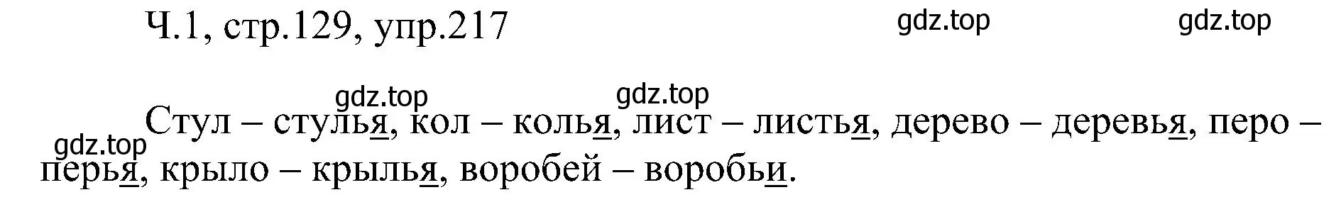 Решение номер 217 (страница 129) гдз по русскому языку 2 класс Рамзаева, Савельева, учебник 1 часть