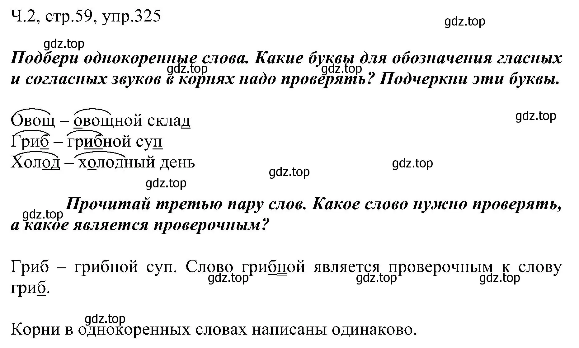 Решение номер 325 (страница 59) гдз по русскому языку 2 класс Рамзаева, Савельева, учебник 2 часть