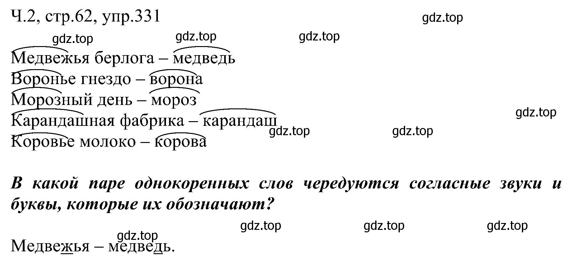 Решение номер 331 (страница 62) гдз по русскому языку 2 класс Рамзаева, Савельева, учебник 2 часть