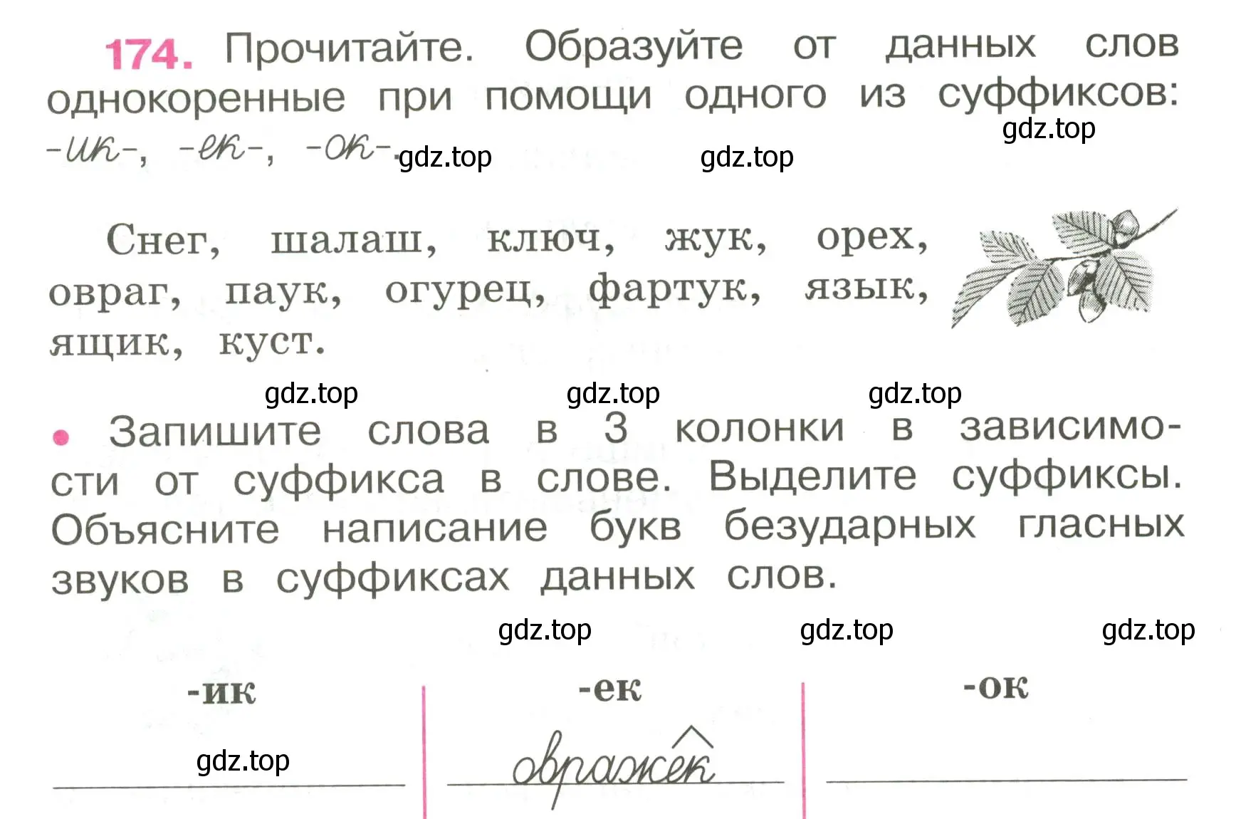 Условие номер 174 (страница 68) гдз по русскому языку 3 класс Канакина, рабочая тетрадь 1 часть