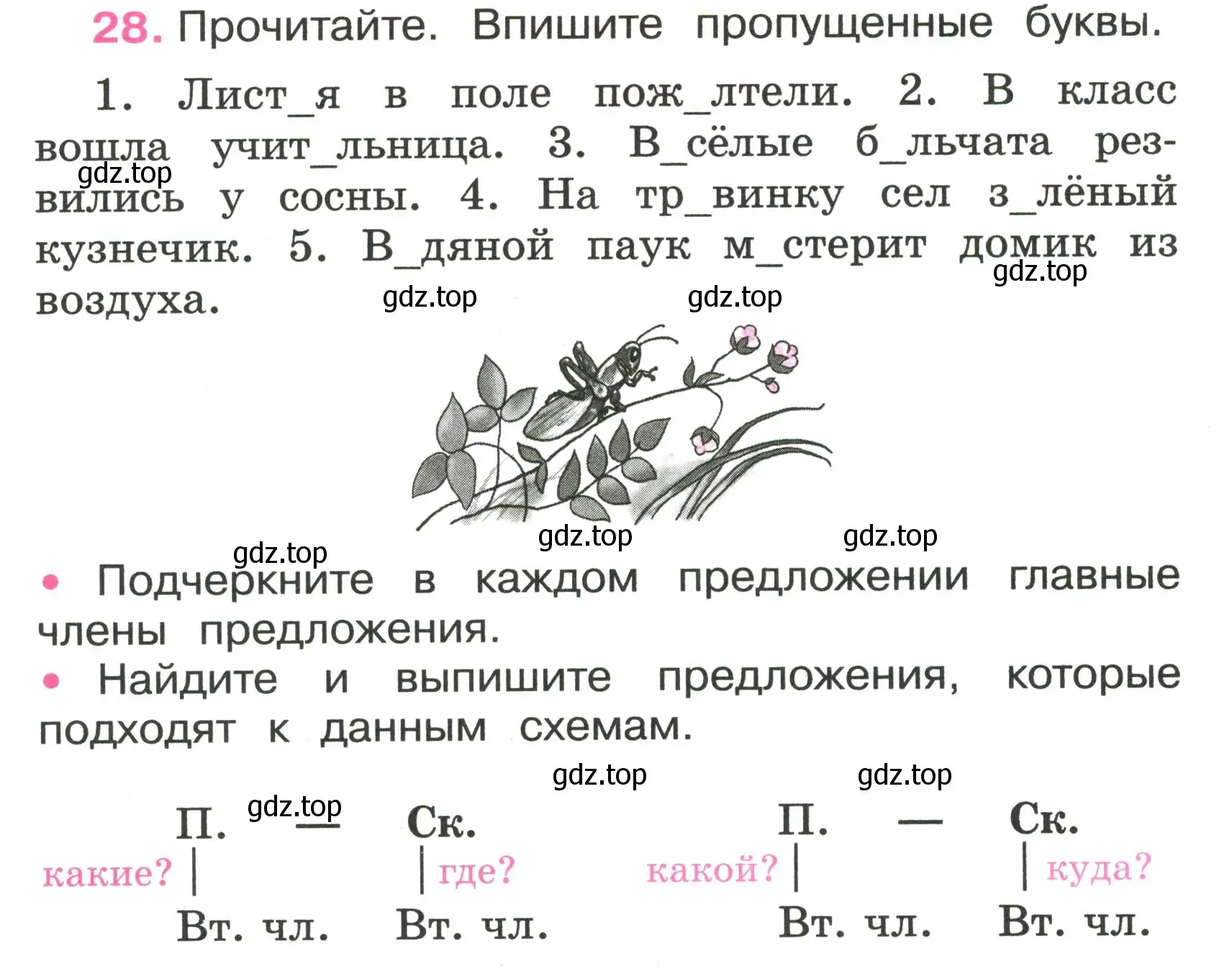 Условие номер 28 (страница 14) гдз по русскому языку 3 класс Канакина, рабочая тетрадь 1 часть