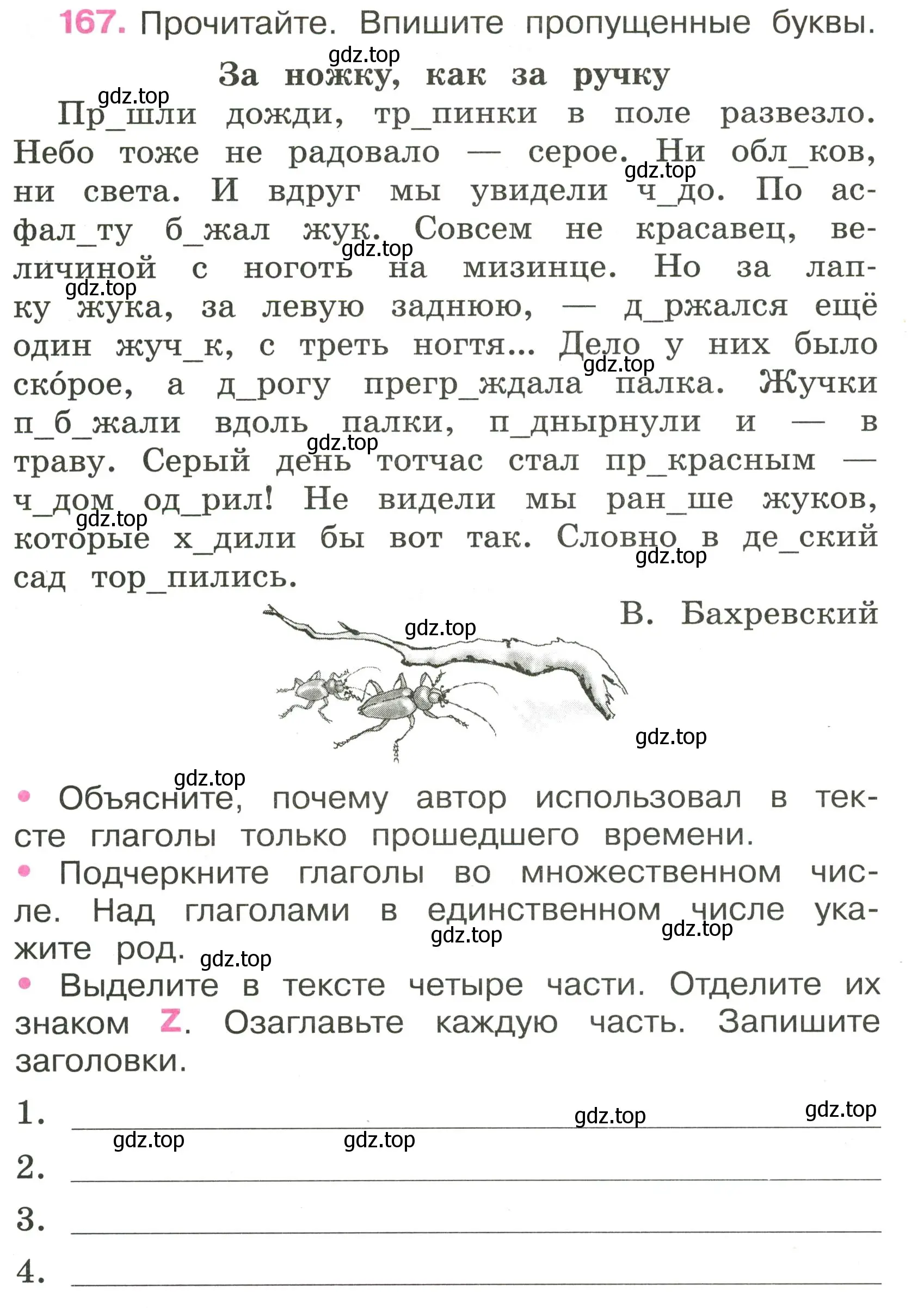 Условие номер 167 (страница 74) гдз по русскому языку 3 класс Канакина, рабочая тетрадь 2 часть