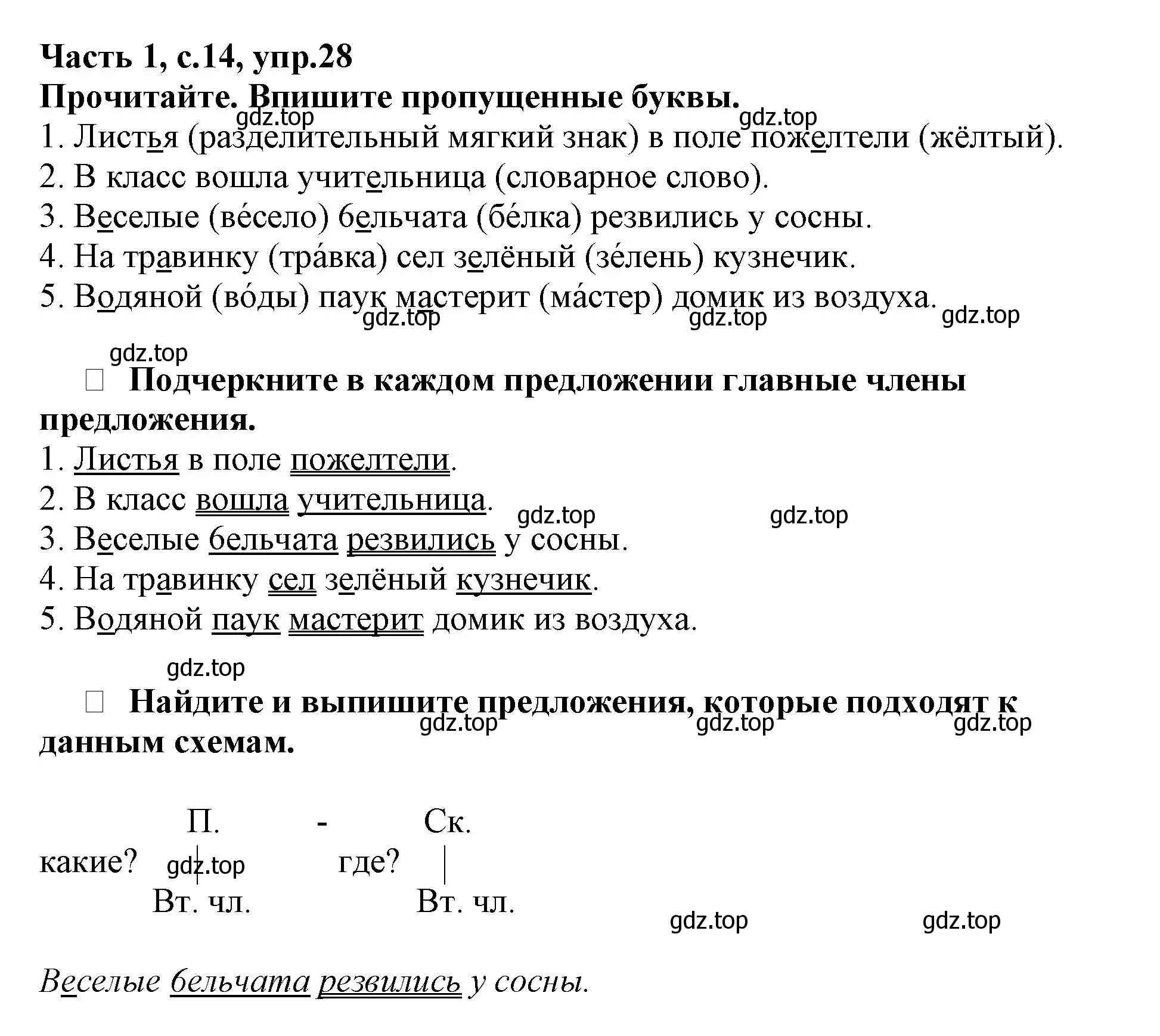 Решение номер 28 (страница 14) гдз по русскому языку 3 класс Канакина, рабочая тетрадь 1 часть