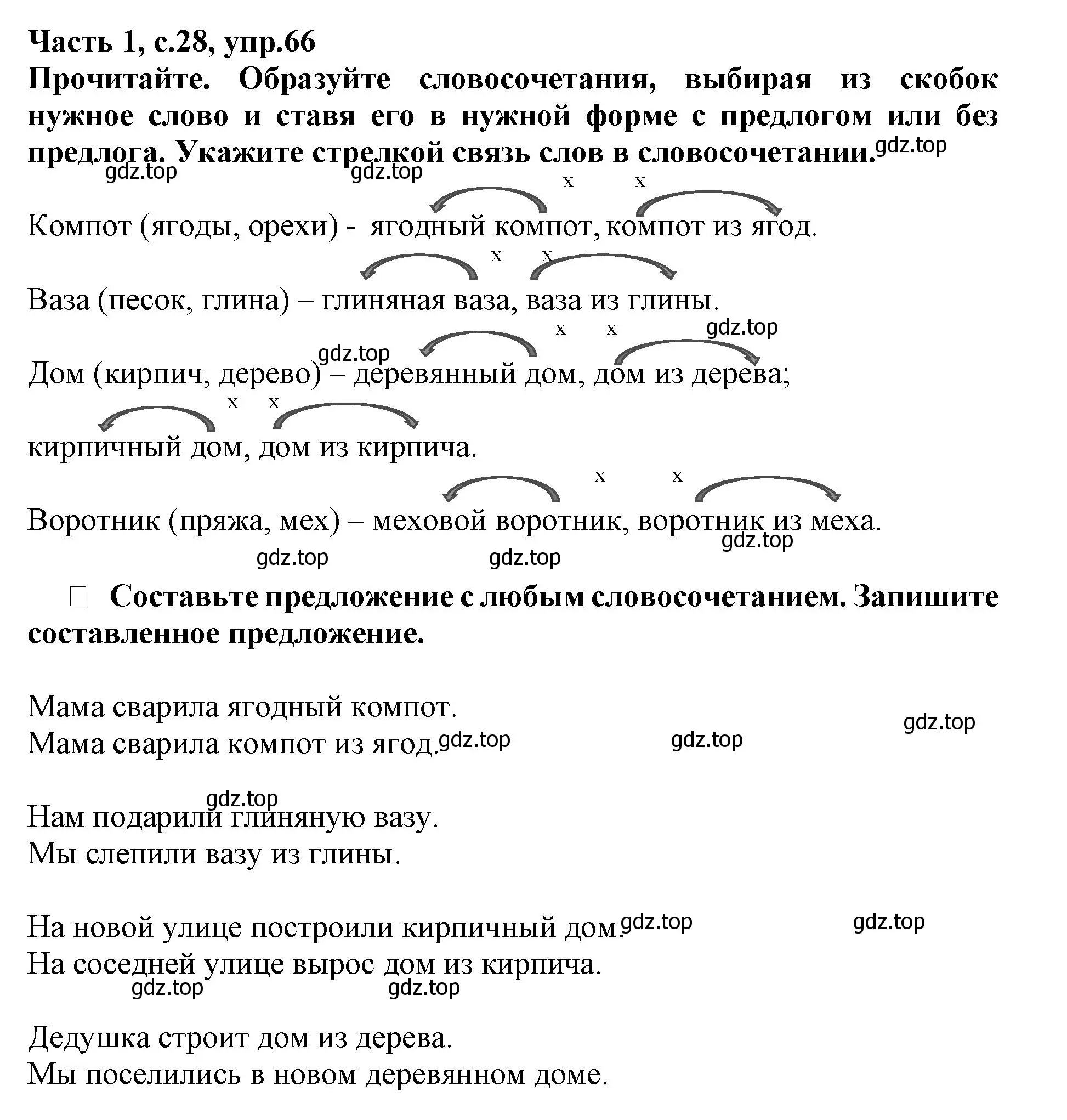 Решение номер 66 (страница 28) гдз по русскому языку 3 класс Канакина, рабочая тетрадь 1 часть