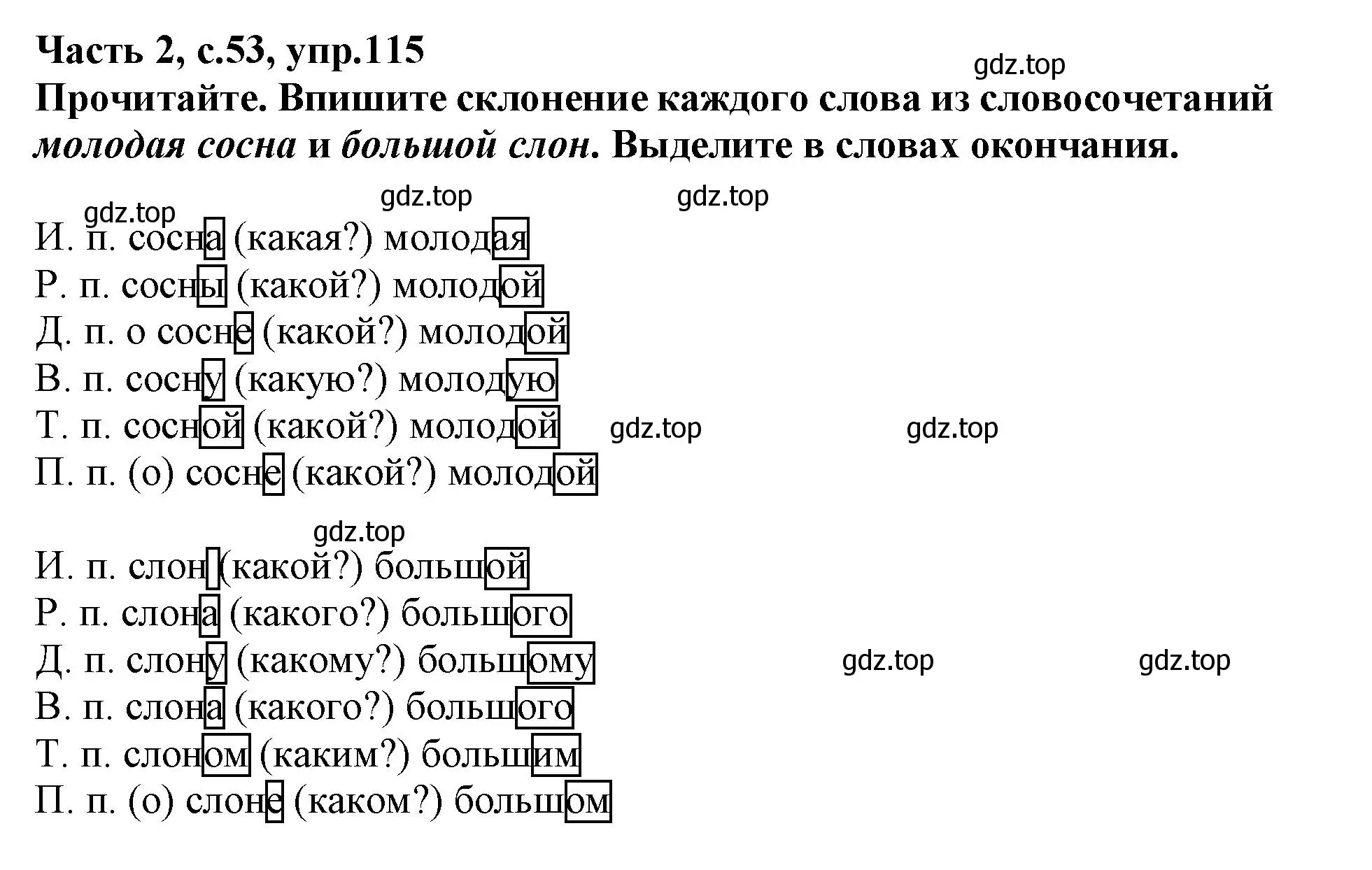 Решение номер 115 (страница 53) гдз по русскому языку 3 класс Канакина, рабочая тетрадь 2 часть