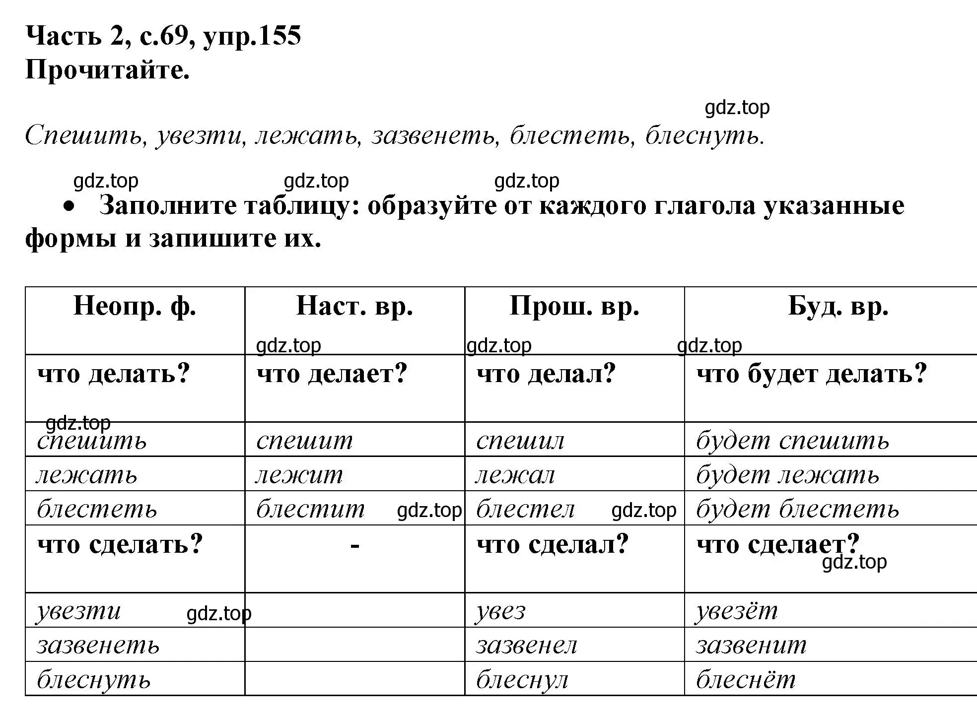 Решение номер 155 (страница 69) гдз по русскому языку 3 класс Канакина, рабочая тетрадь 2 часть