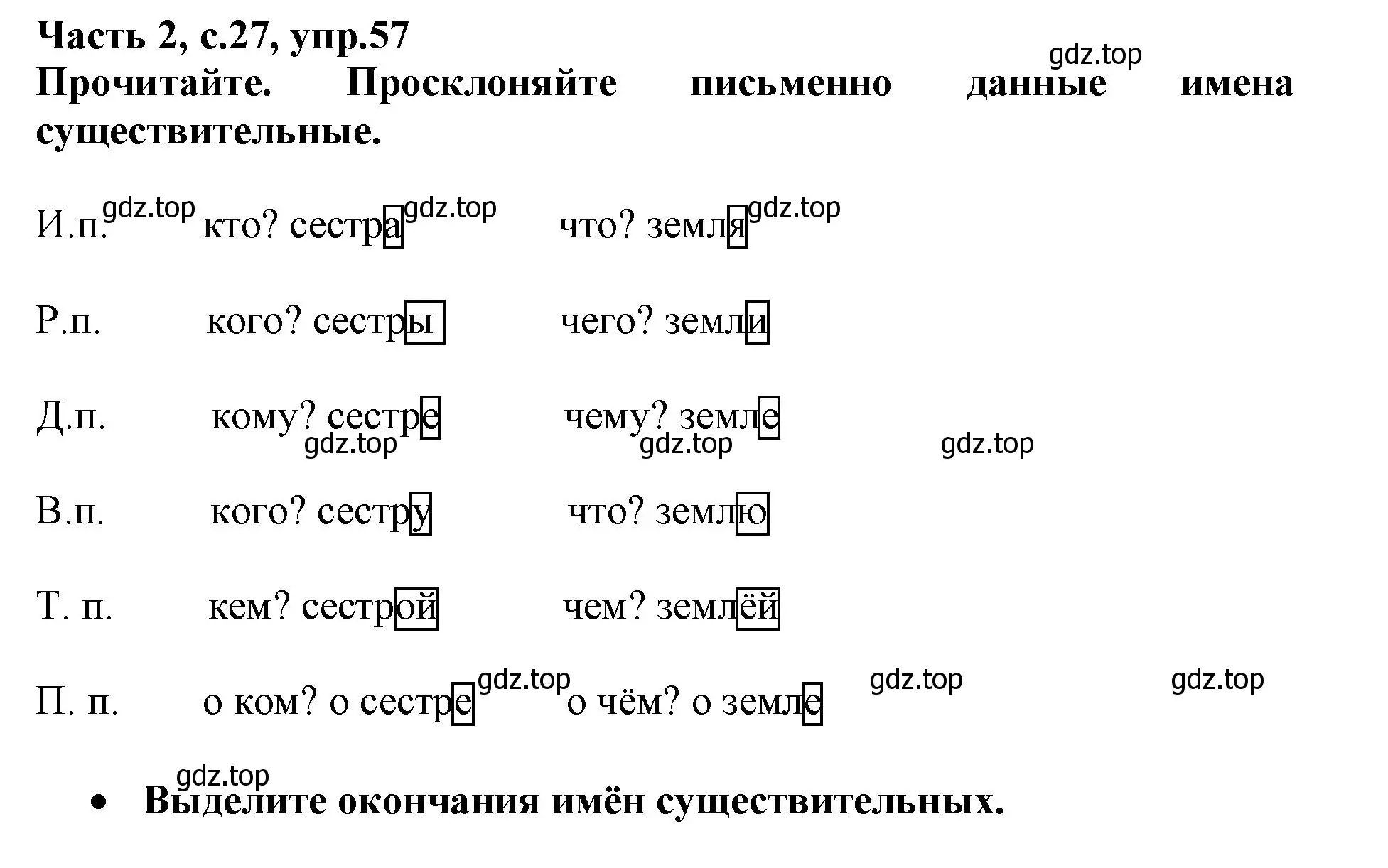 Решение номер 57 (страница 27) гдз по русскому языку 3 класс Канакина, рабочая тетрадь 2 часть